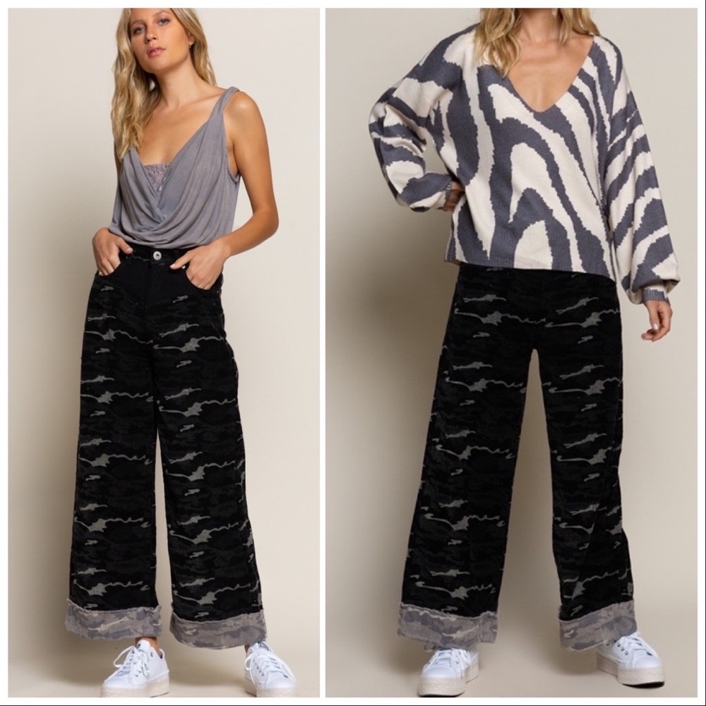 POL Camo Black Wide Leg Cords - Picture 13 of 15